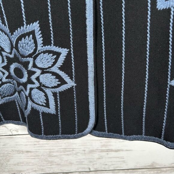 Bob Mackie Vintage Black Coat Topper 3/4 Sleeve Intricate Blue Embroidery M - Picture 8 of 8